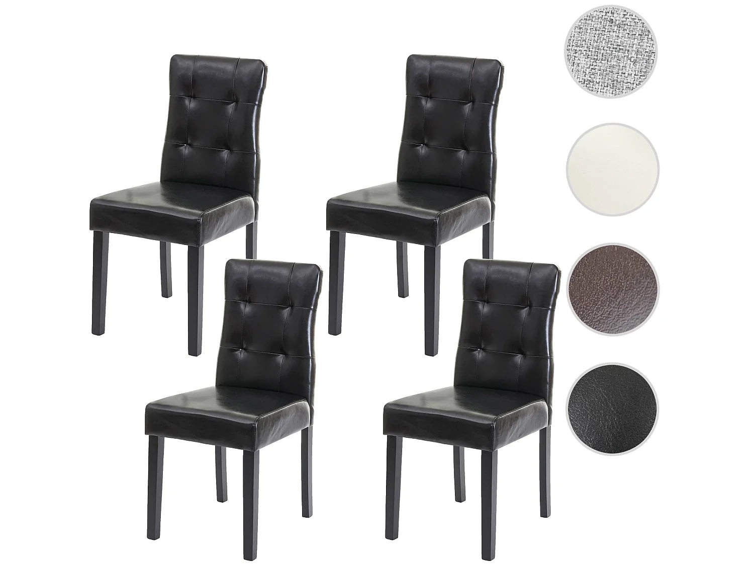 Chaise de salle à manger MCW-E58 (lot de 4),  similicuir noir, pieds foncés