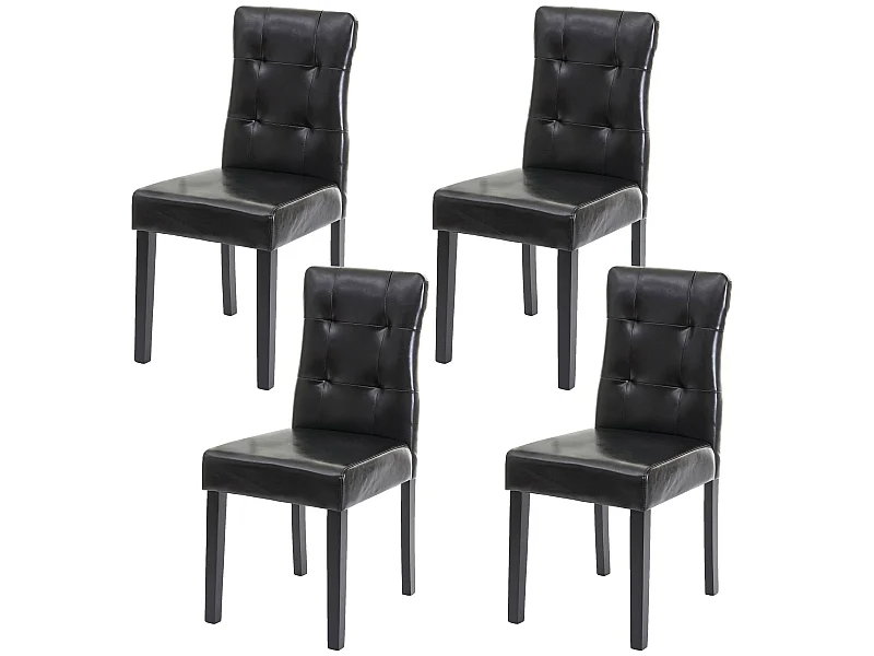 Chaise de salle à manger MCW-E58 (lot de 4),  similicuir noir, pieds foncés