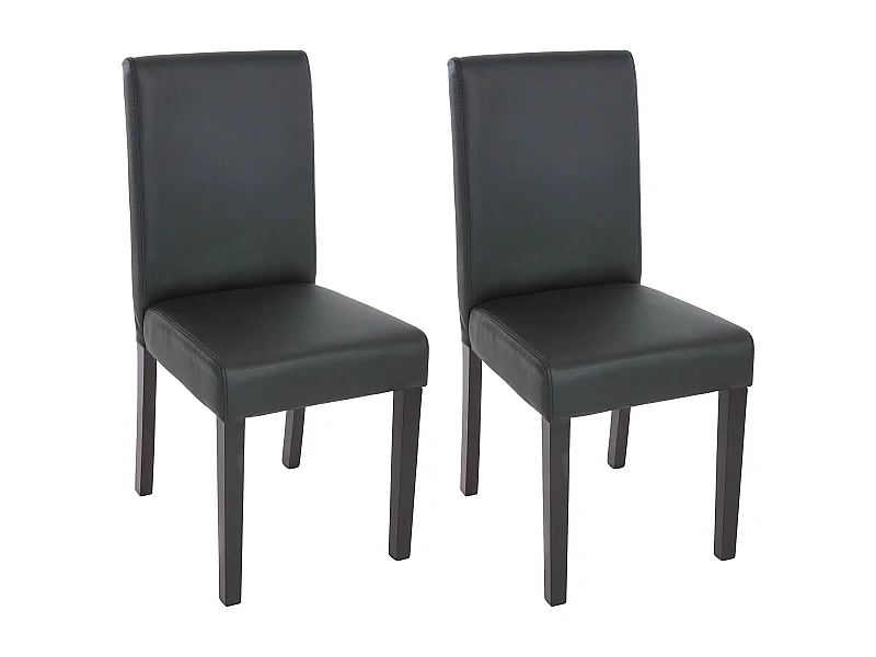 Set 2x sedie Littau ecopelle opaca soggiorno cucina sala da pranzo 56x43x90cm nero piedi scuri