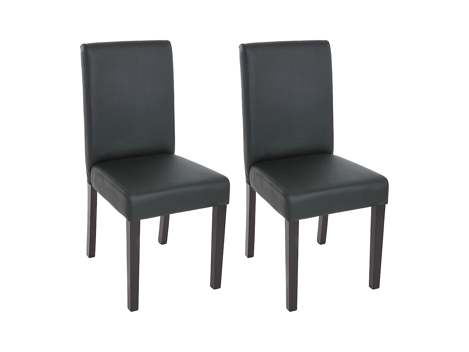 Chaise de salle à manger Littau similicuir (lot de 2),  simili-cuir, noir mat, pieds foncés