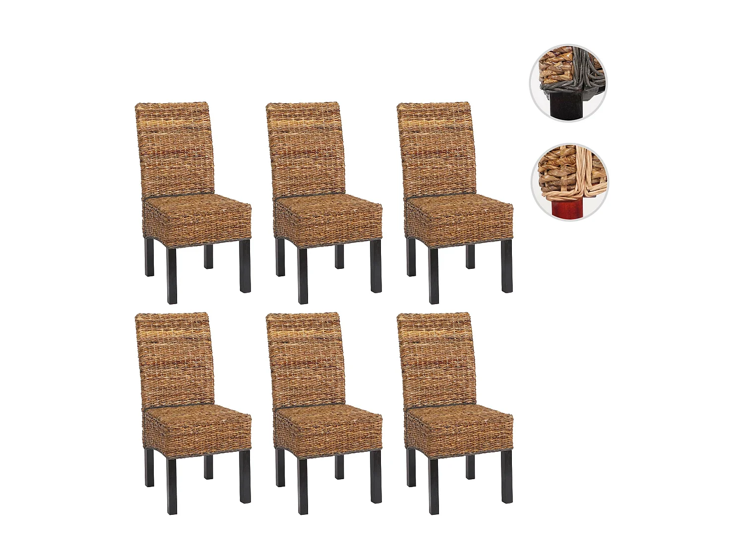 Silla de comedor Loiret (lote de 6),  oscuro, sin cojín