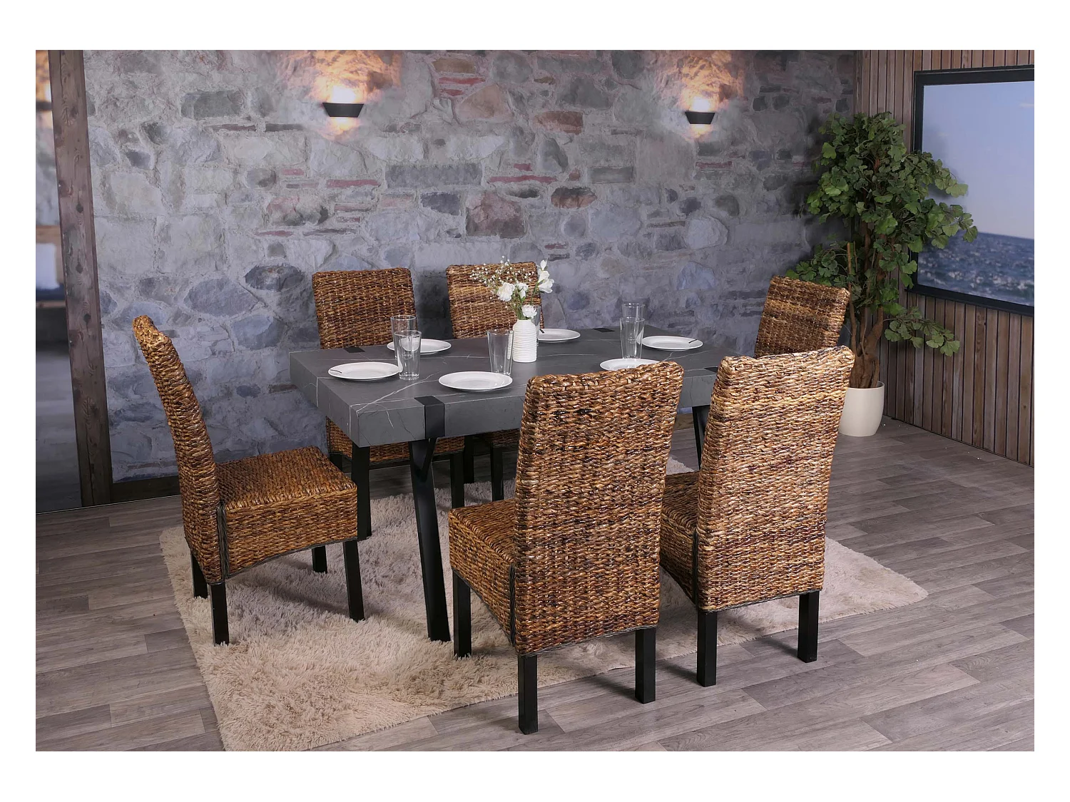Chaise de salle à manger Loiret (lot de 6),  pieds foncés