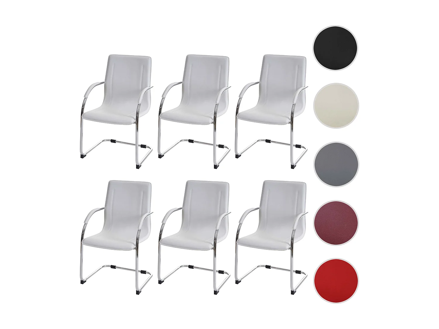 Krzesło do jadalni Perm (zestaw 6 sztuk),  biały