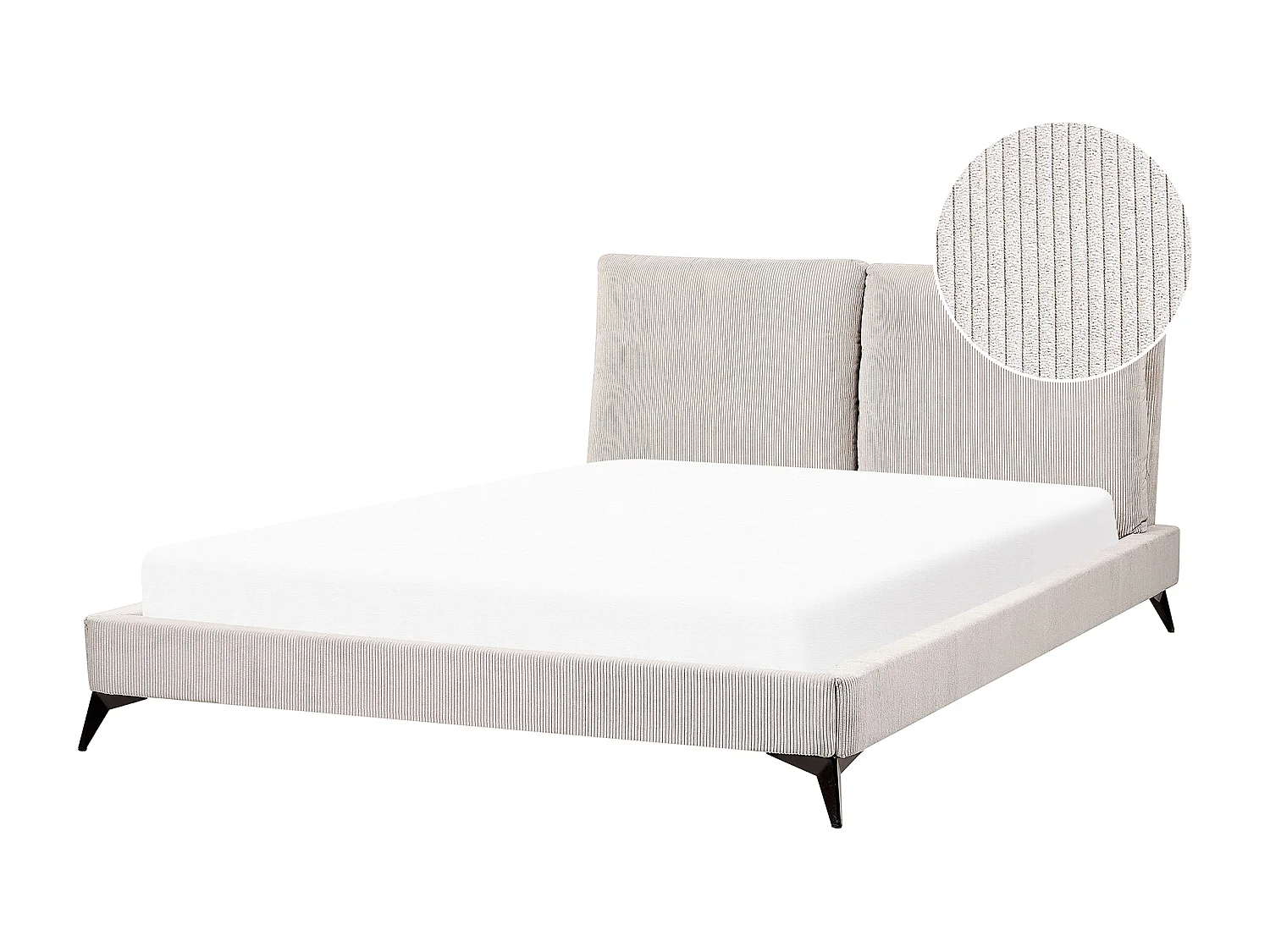 Lit avec sommier Velours côtelé MELLE 160 x 200 cm Beige clair