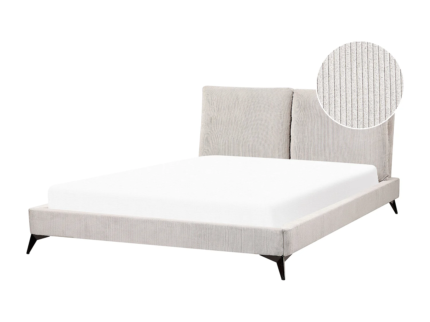 Bed Corduroy MELLE 160 x 200 cm Lichtbeige