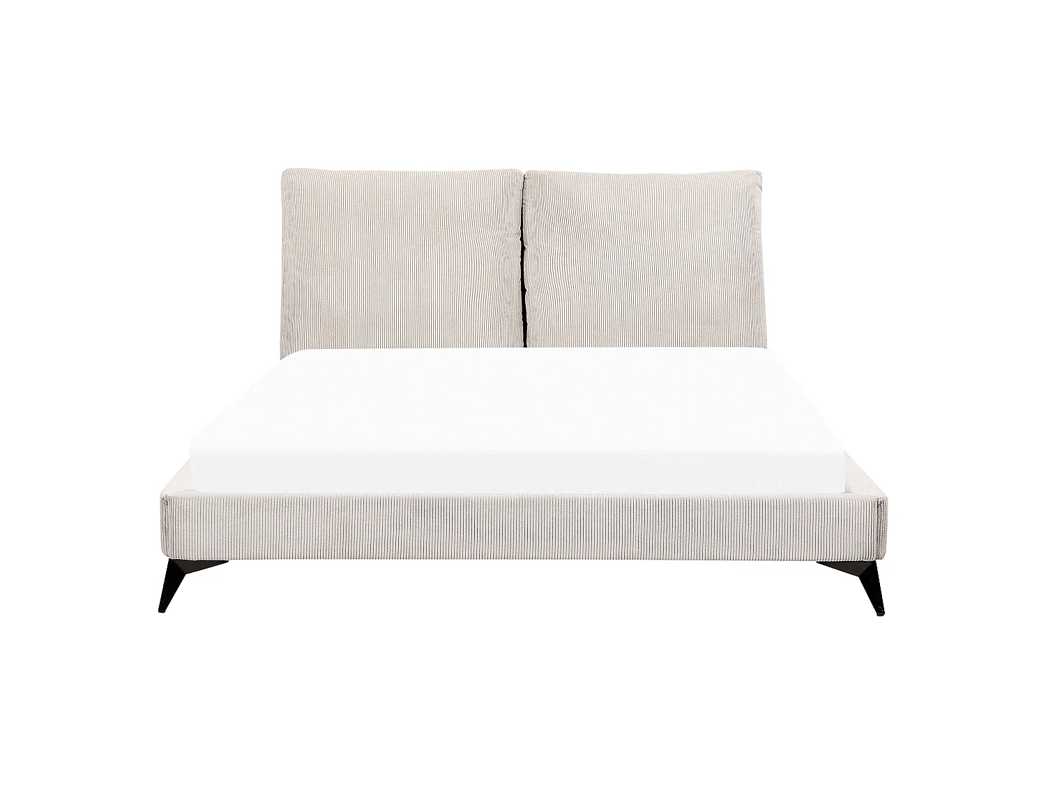 Polsterbett Cord beige Lattenrost 160 x 200 cm hohes Kopfteil Metallfüße Melle