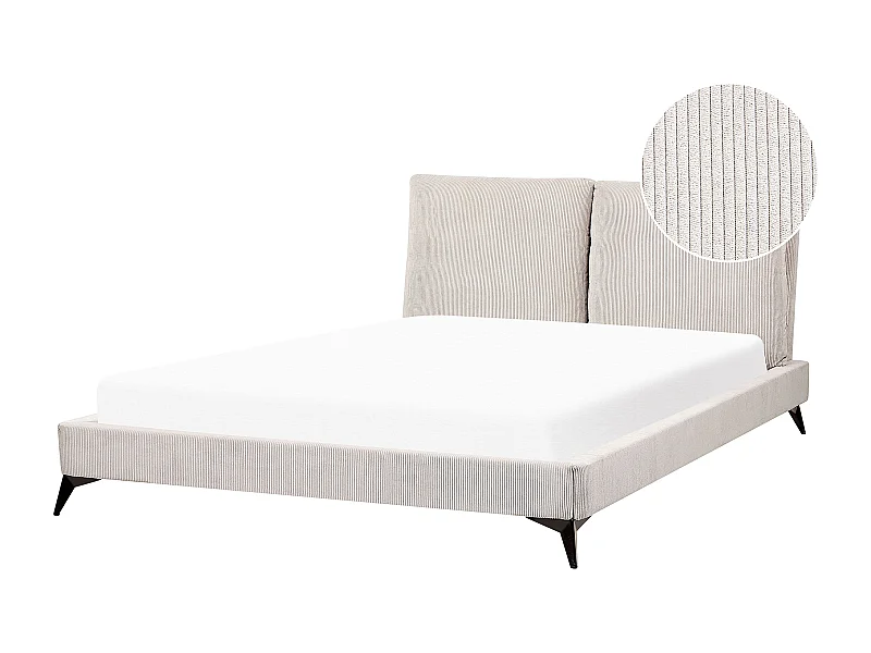 Lit avec sommier Velours côtelé MELLE 160 x 200 cm Beige clair