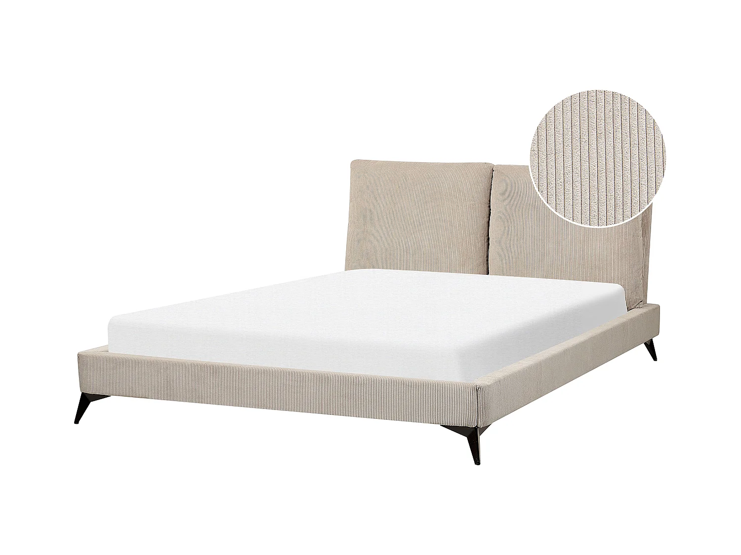 Lit avec sommier Velours côtelé MELLE 160 x 200 cm Taupe