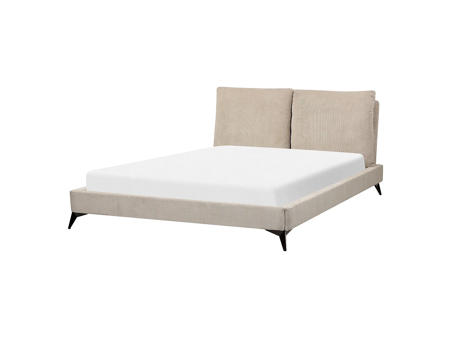 Lit avec sommier Velours côtelé MELLE 160 x 200 cm Taupe