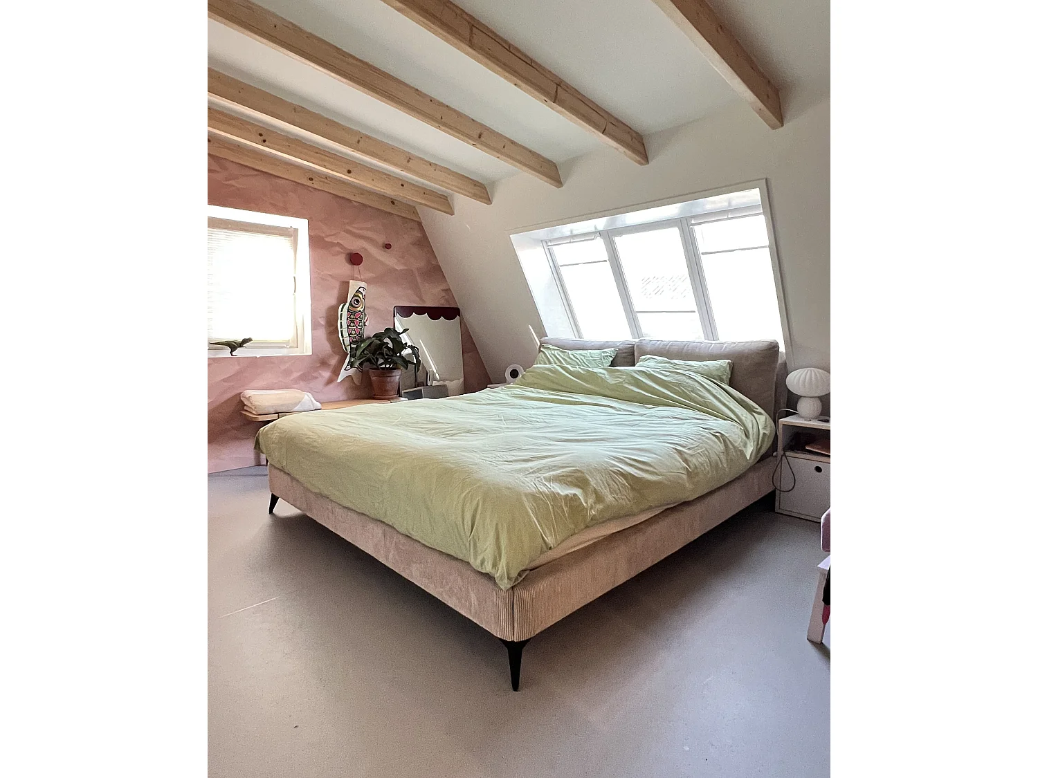 Lit avec sommier Velours côtelé MELLE 160 x 200 cm Taupe