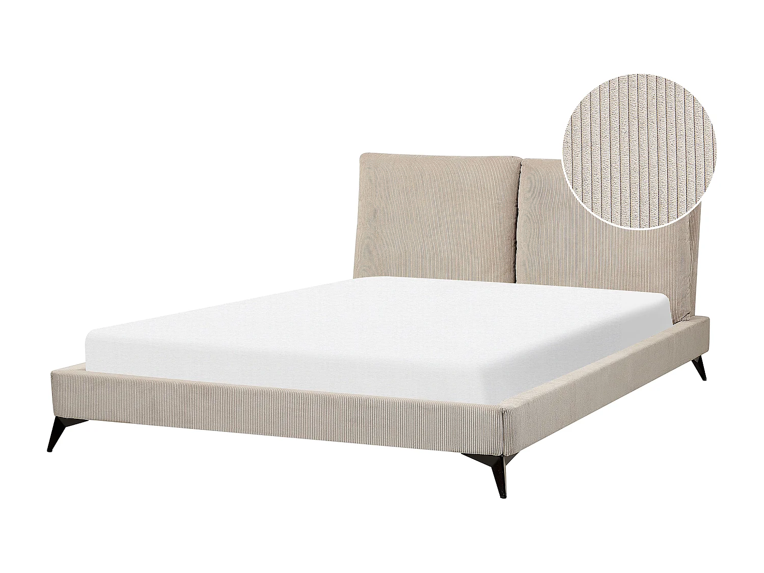 Bed Corduroy MELLE 160 x 200 cm Taupe