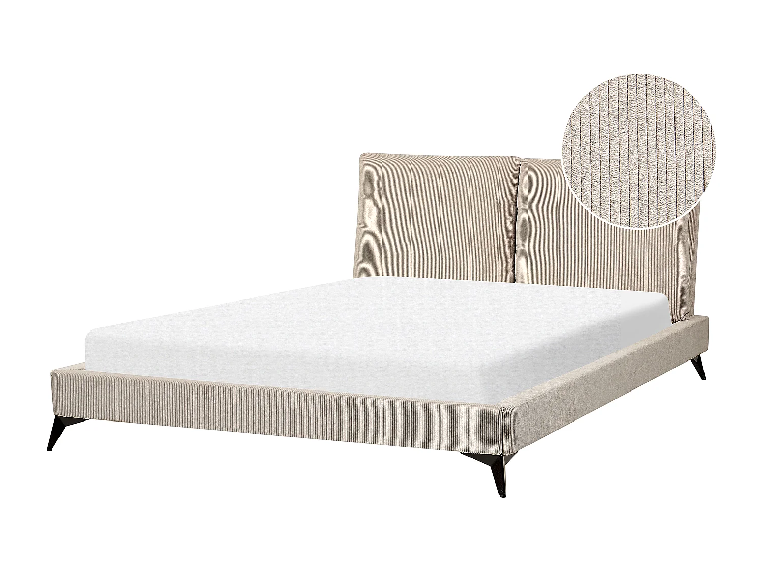 Lit avec sommier Velours côtelé MELLE 160 x 200 cm Taupe