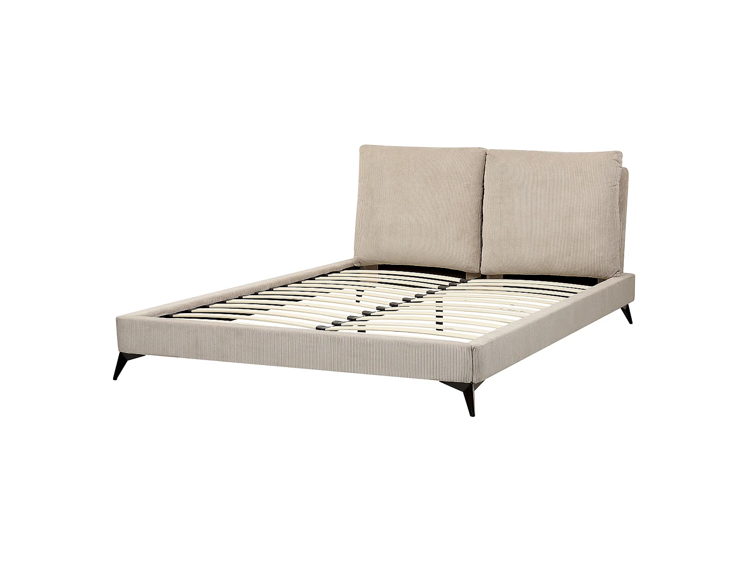 Lit avec sommier Velours côtelé MELLE 160 x 200 cm Taupe