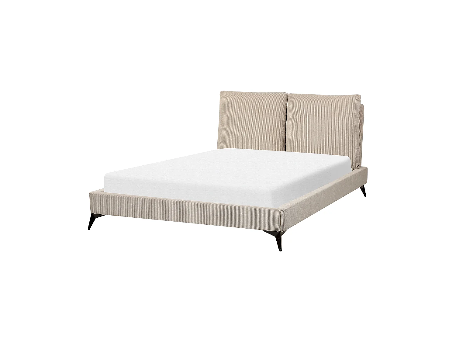 Lit avec sommier Velours côtelé MELLE 140 x 200 cm Taupe