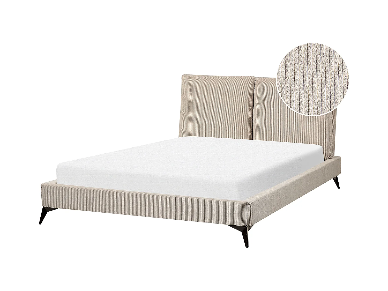 Lit avec sommier Velours côtelé MELLE 140 x 200 cm Taupe