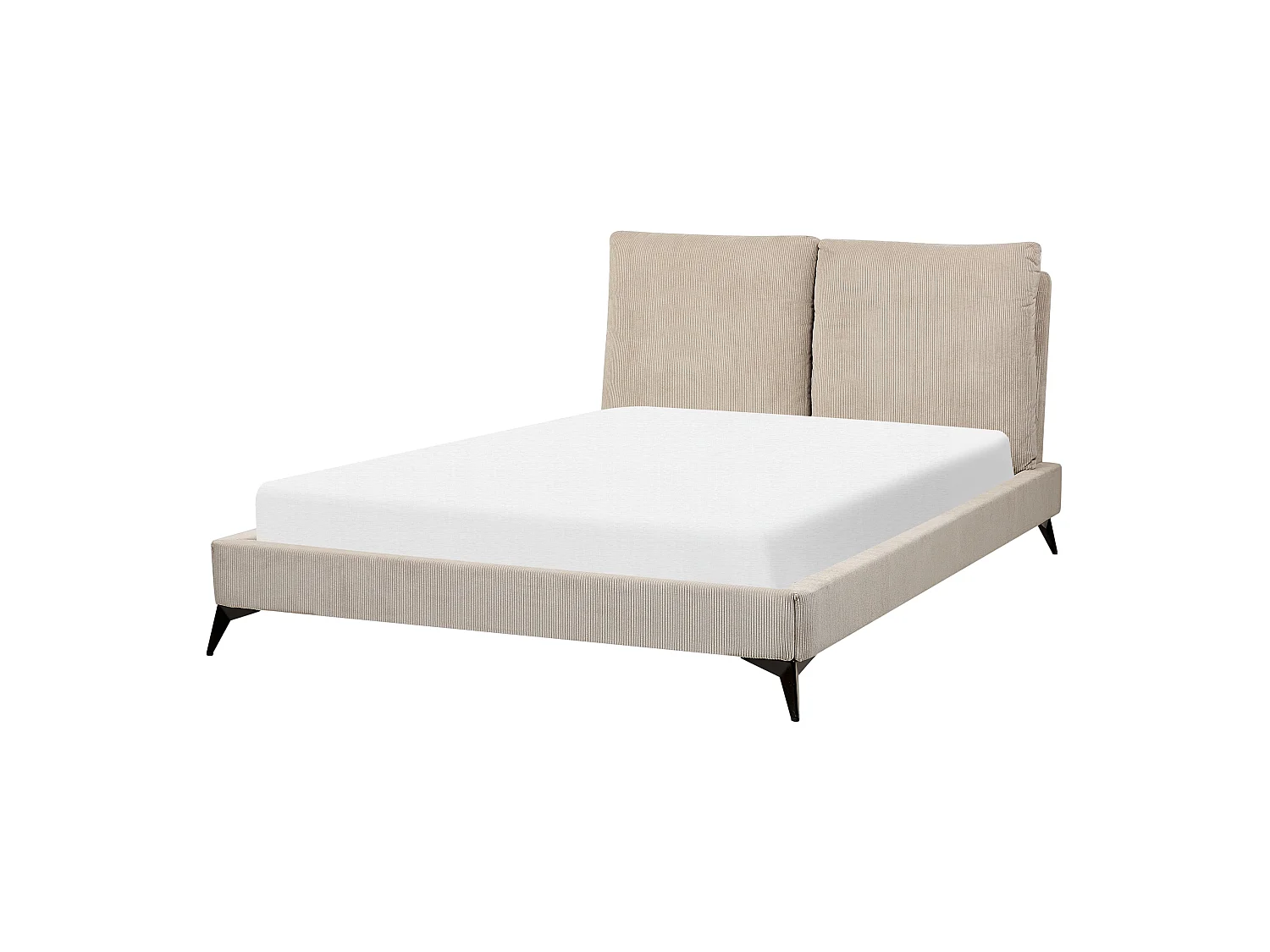 Lit avec sommier Velours côtelé MELLE 140 x 200 cm Taupe