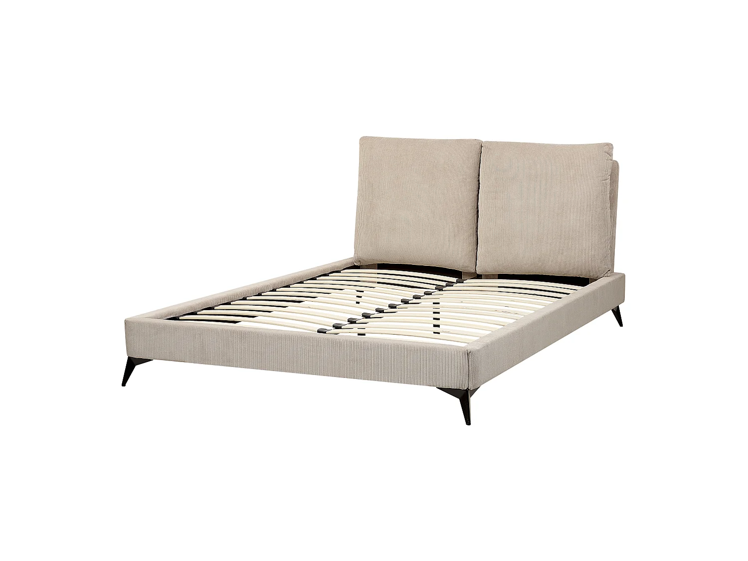 Lit avec sommier Velours côtelé MELLE 140 x 200 cm Taupe