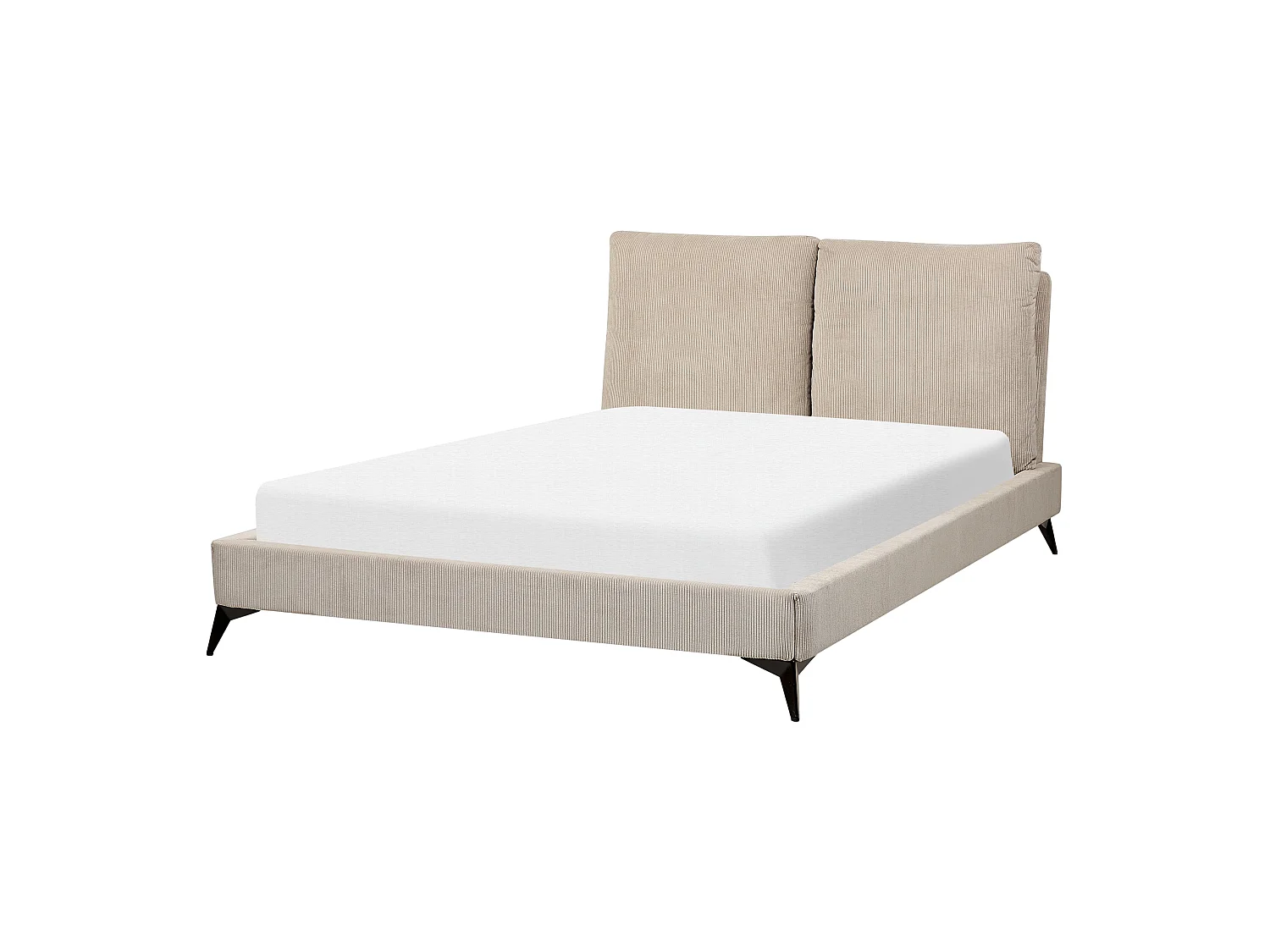 Lit avec sommier Velours côtelé MELLE 140 x 200 cm Taupe