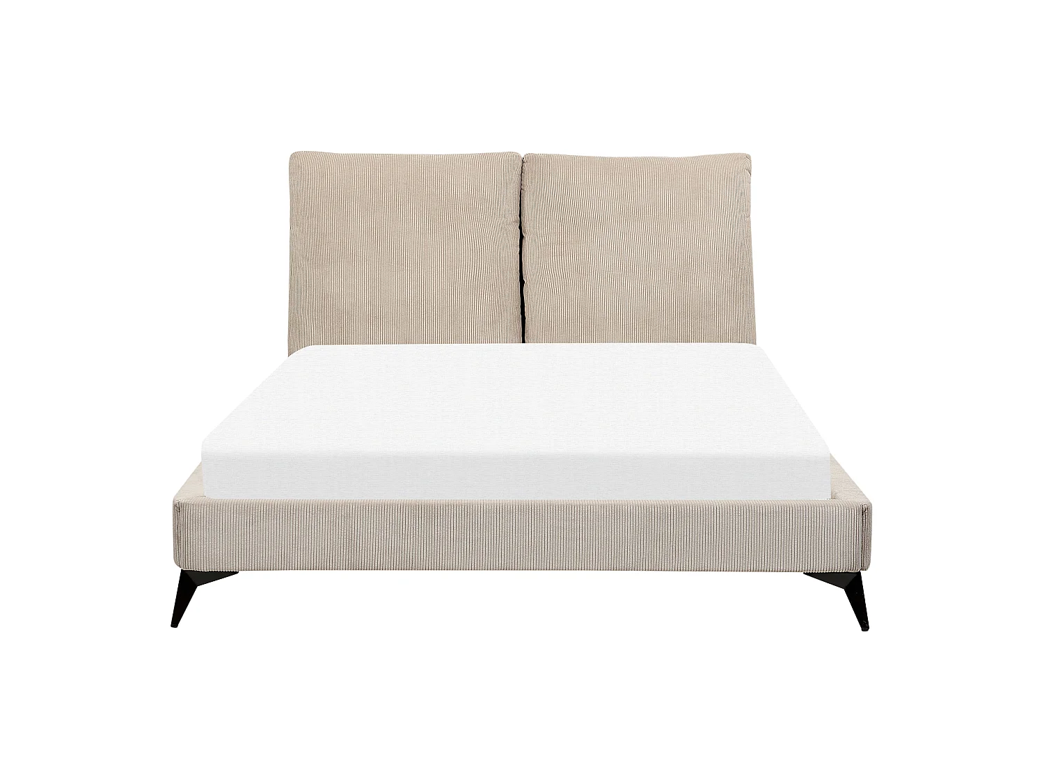 Polsterbett Cord beige taupe Lattenrost 140x200cm mit Kopfteil Metallfüße Melle