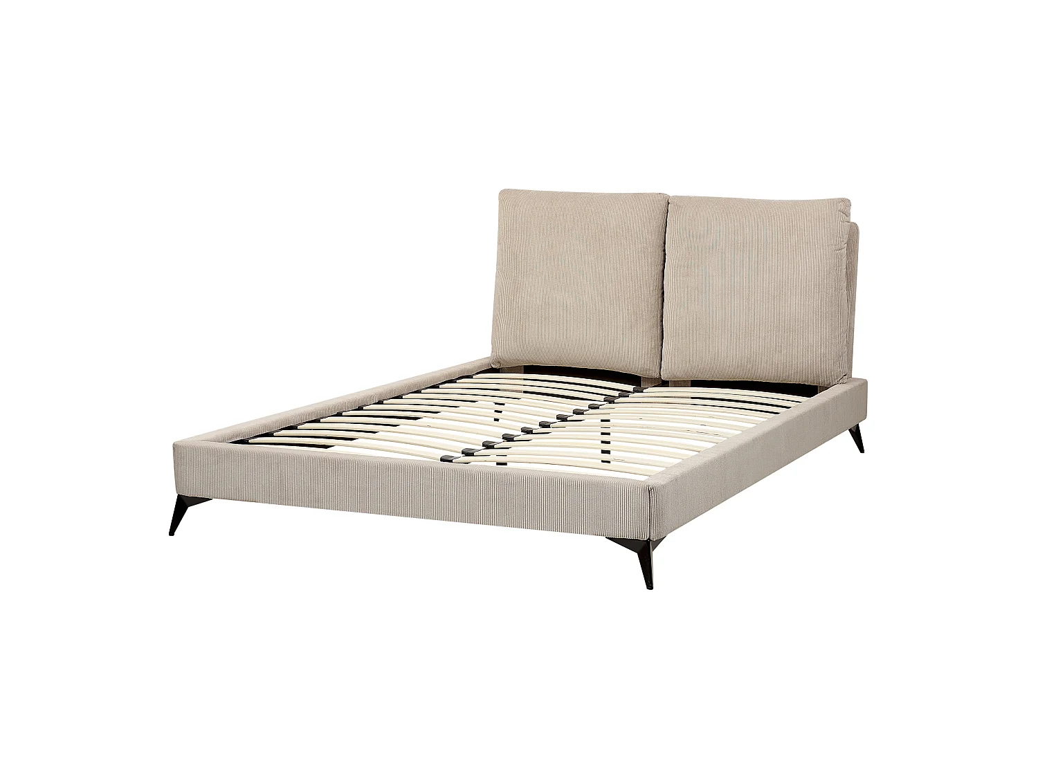 Polsterbett Cord beige taupe Lattenrost 140x200cm mit Kopfteil Metallfüße Melle