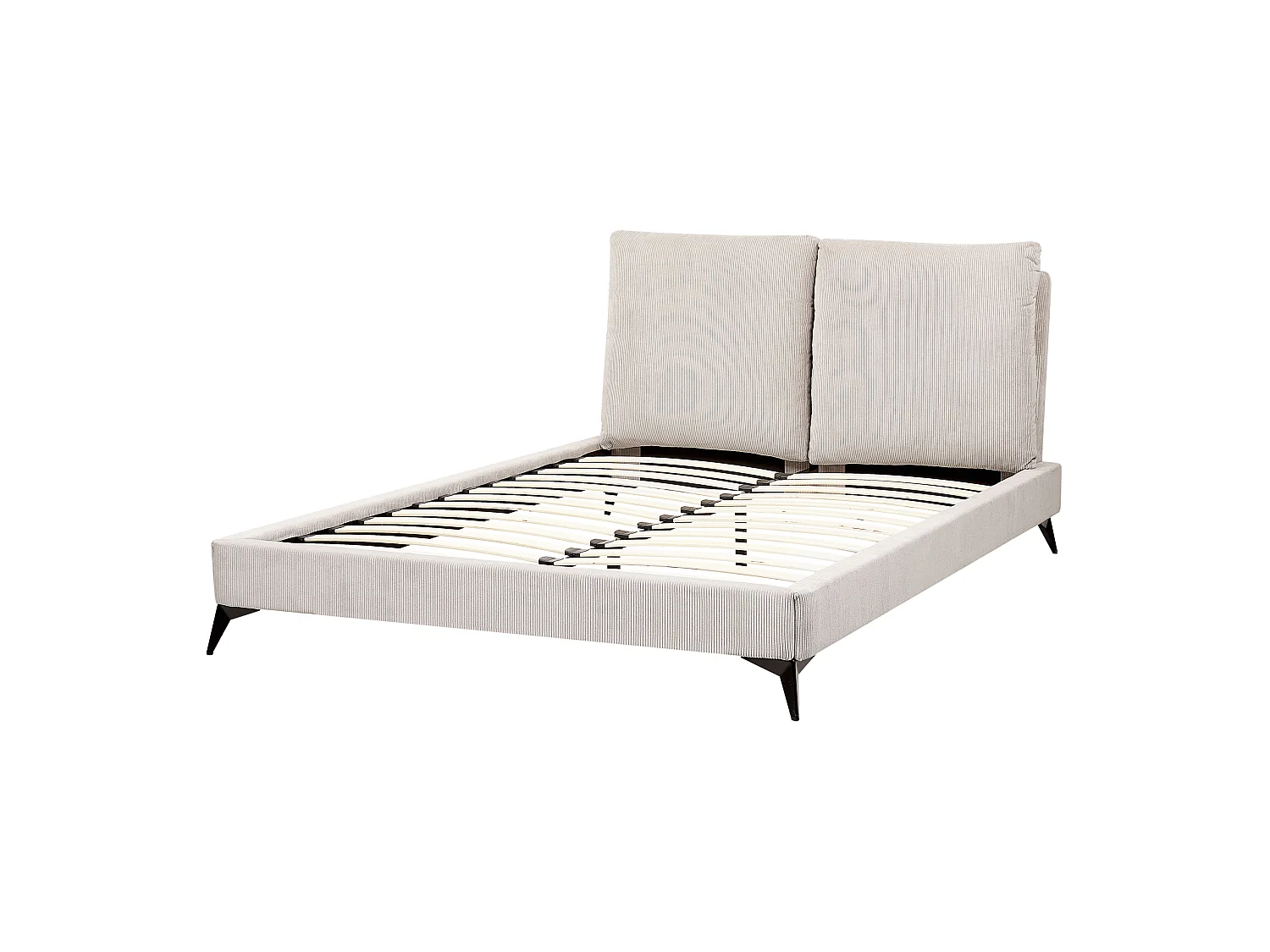 Polsterbett Cord beige Lattenrost 140 x 200 cm hohes Kopfteil Metallfüße Melle