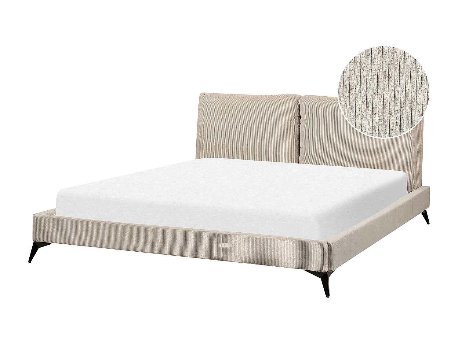 Lit avec sommier Velours côtelé MELLE 180 x 200 cm Taupe