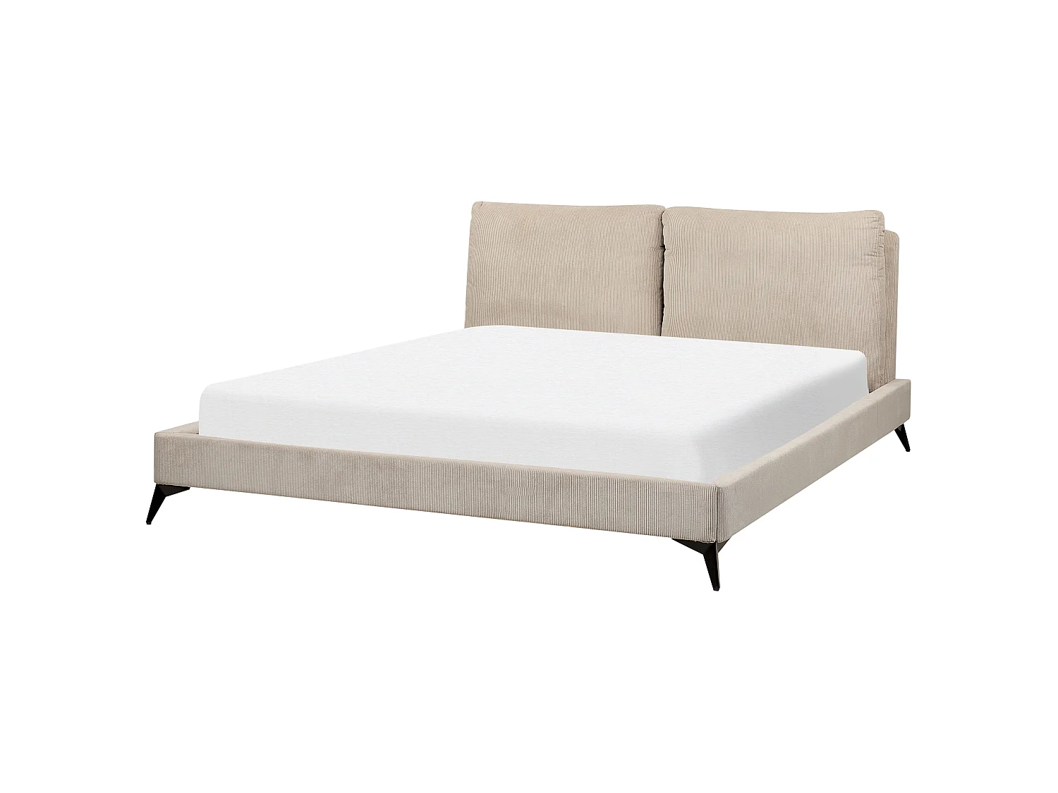 Lit avec sommier Velours côtelé MELLE 180 x 200 cm Taupe