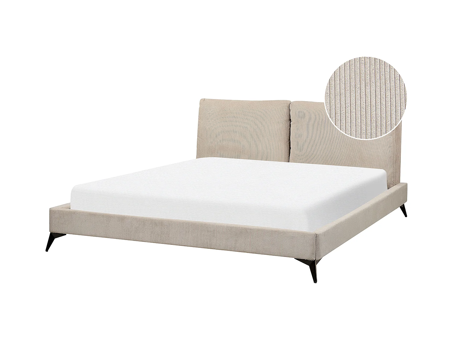 Lit avec sommier Velours côtelé MELLE 180 x 200 cm Taupe