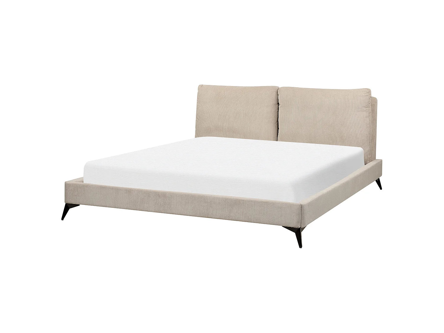 Lit avec sommier Velours côtelé MELLE 180 x 200 cm Taupe