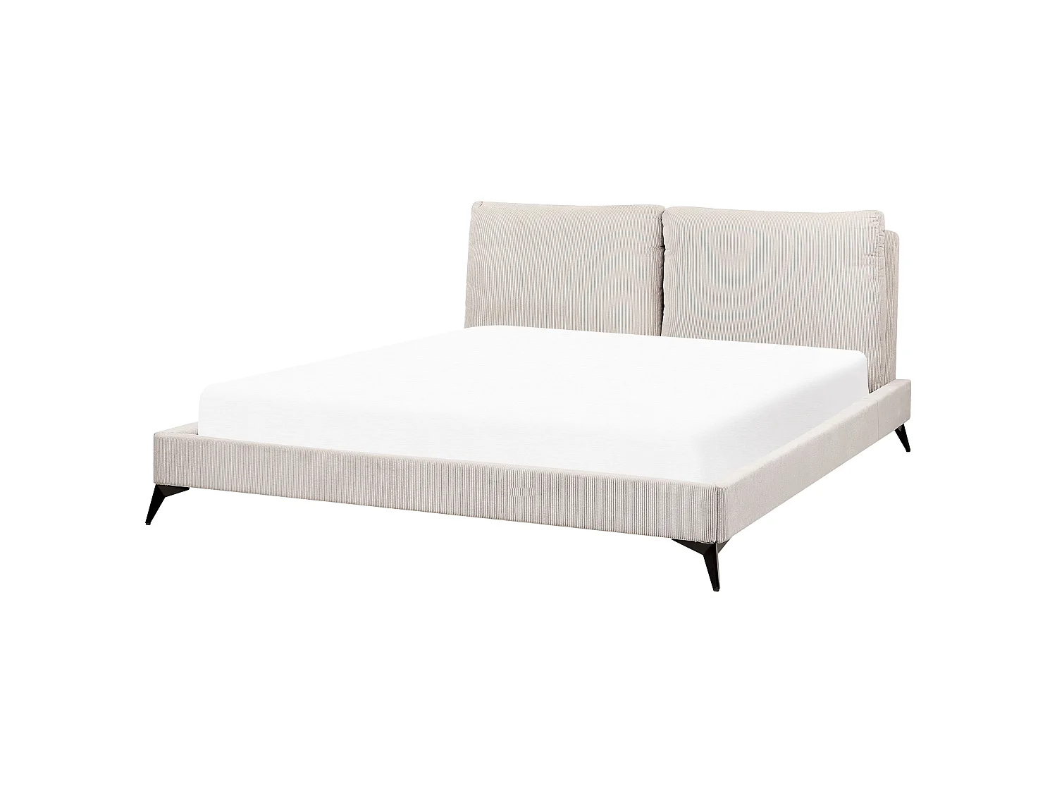 Lit avec sommier Velours côtelé MELLE 180 x 200 cm Beige clair