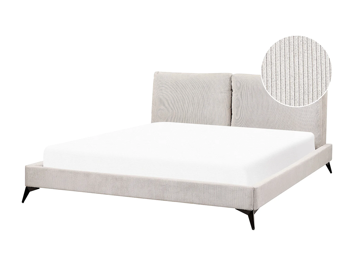 Lit avec sommier Velours côtelé MELLE 180 x 200 cm Beige clair