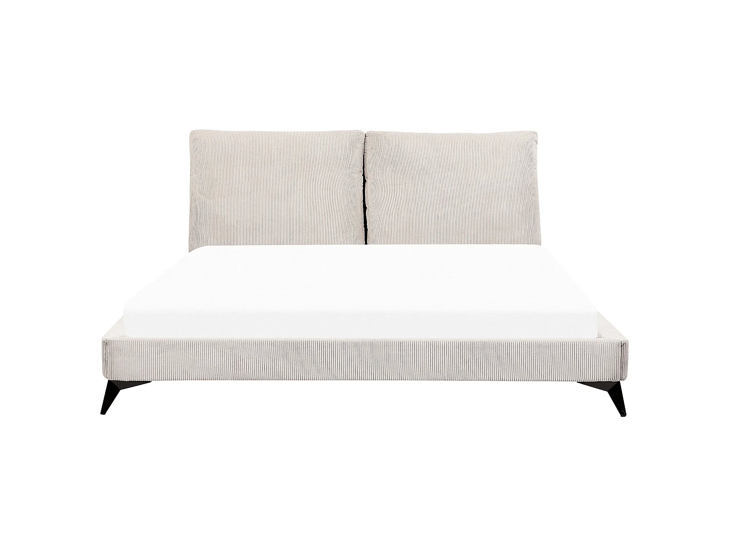 Lit avec sommier Velours côtelé MELLE 180 x 200 cm Beige clair