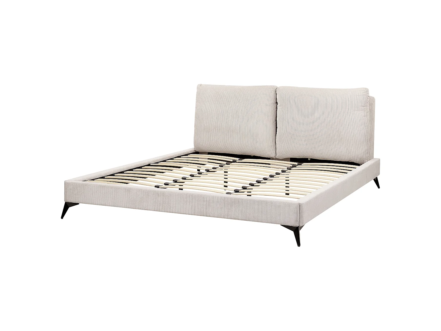 Lit avec sommier Velours côtelé MELLE 180 x 200 cm Beige clair