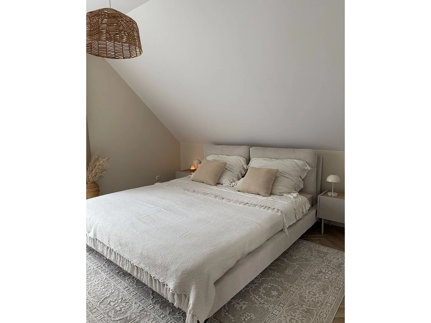 Lit avec sommier Velours côtelé MELLE 180 x 200 cm Beige clair
