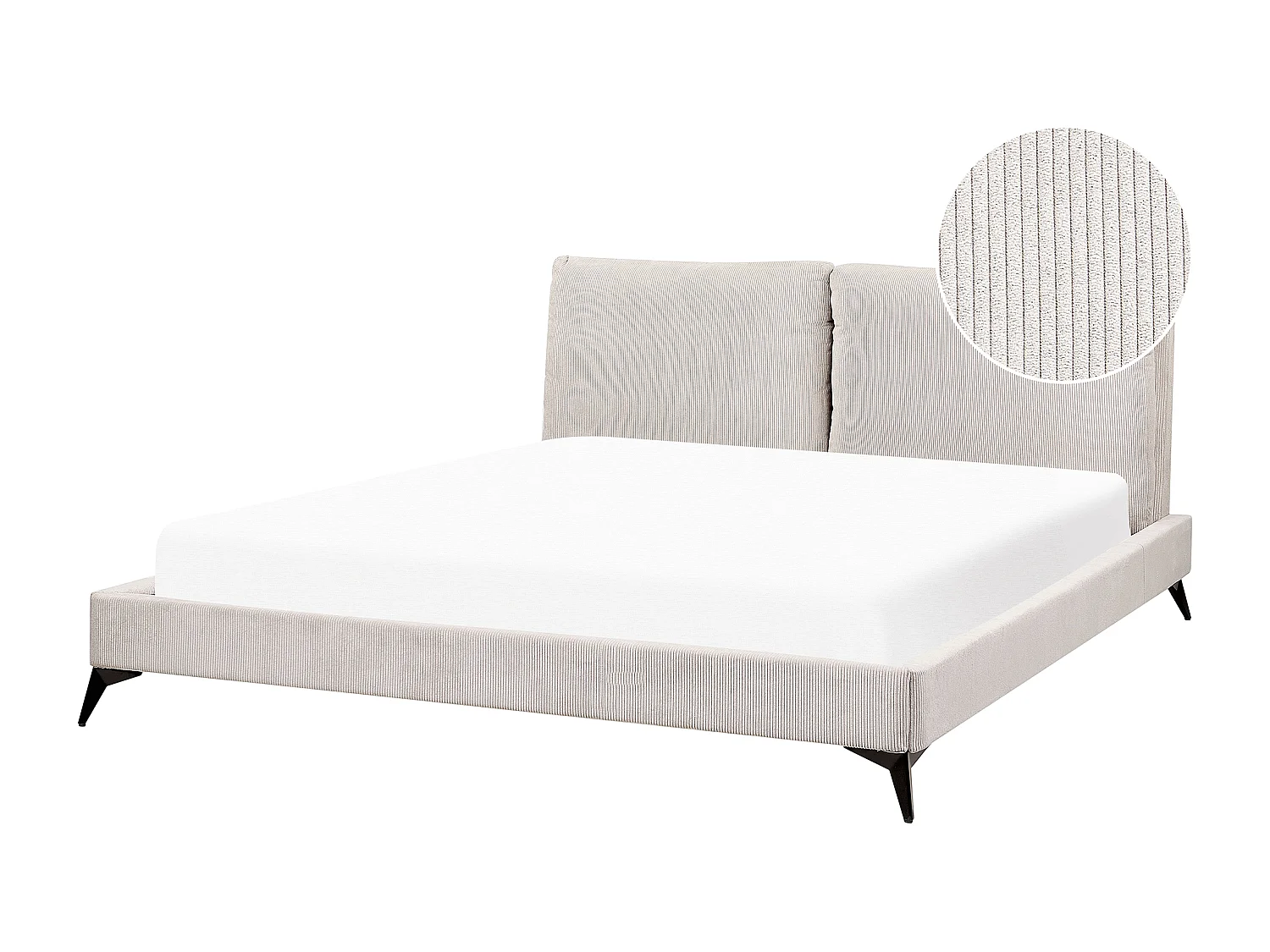 Lit avec sommier Velours côtelé MELLE 180 x 200 cm Beige clair