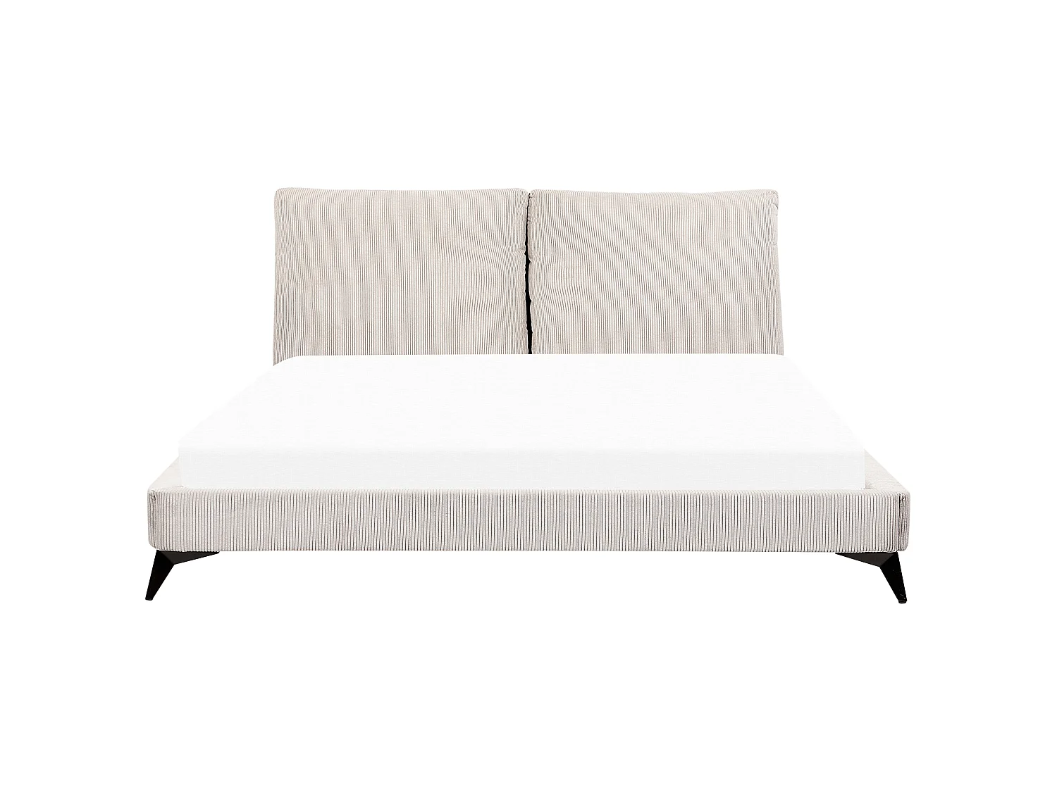 Lit avec sommier Velours côtelé MELLE 180 x 200 cm Beige clair