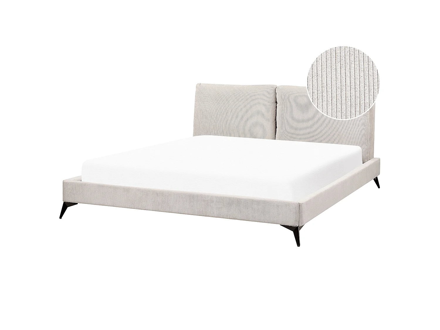 Polsterbett Cord beige Lattenrost 180 x 200 cm hohes Kopfteil Metallfüße Melle