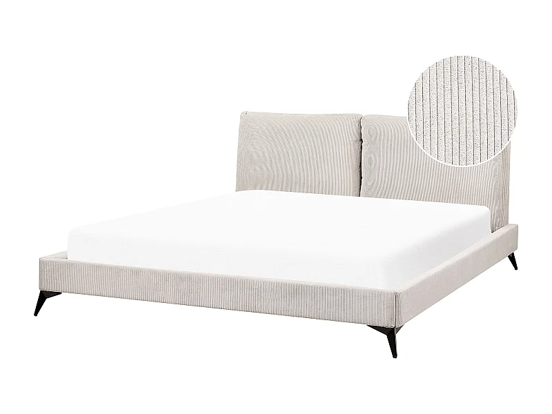 Lit avec sommier Velours côtelé MELLE 180 x 200 cm Beige clair
