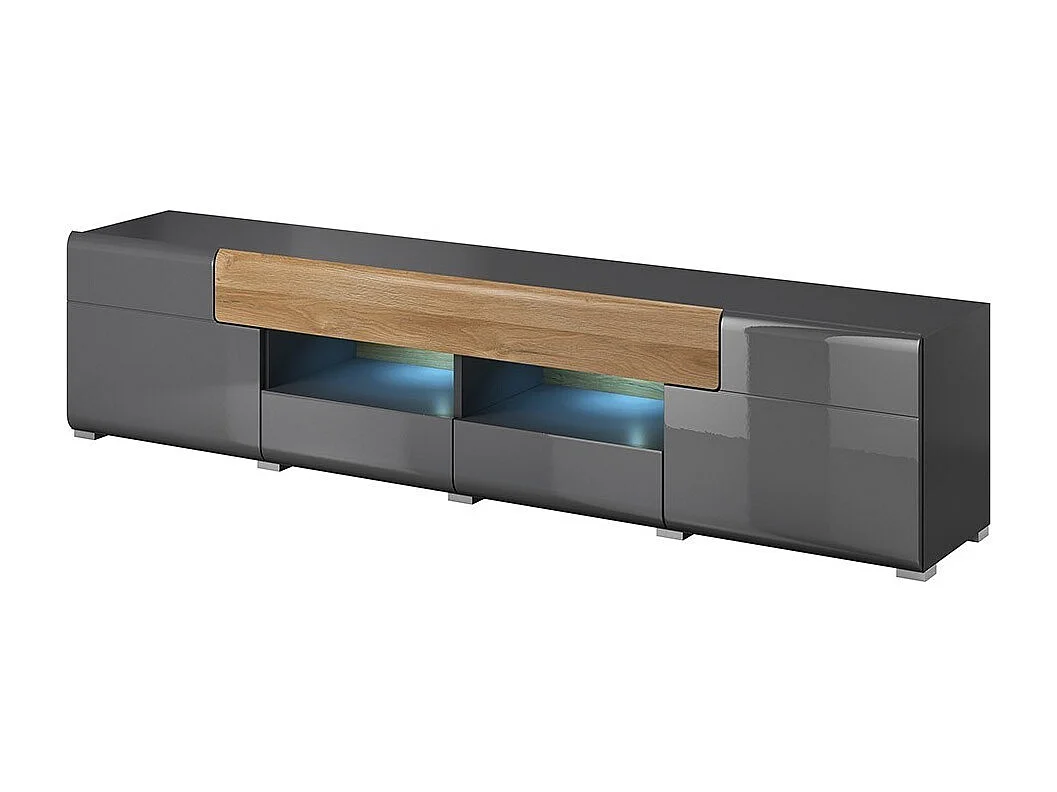 Mobile TV 210cm collezione OHIO. Colori grigio antracite e rovere.