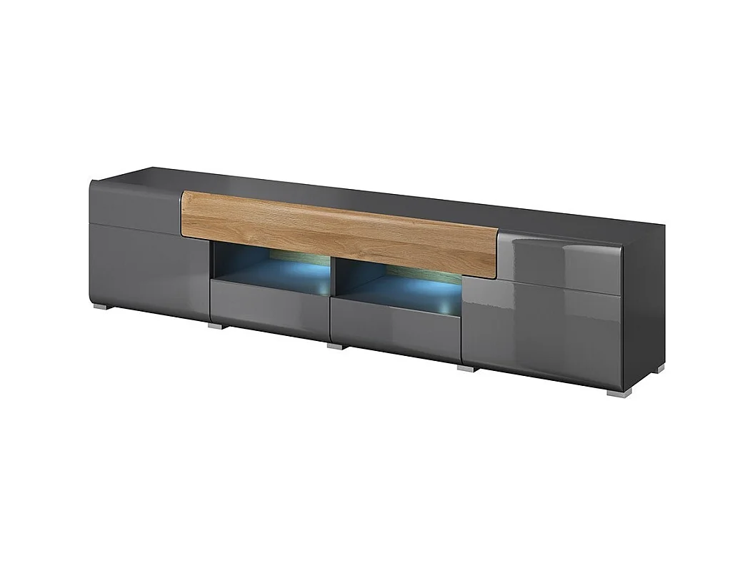 TV-meubel 210cm collectie OHIO. Kleur antracietgrijs en eiken.