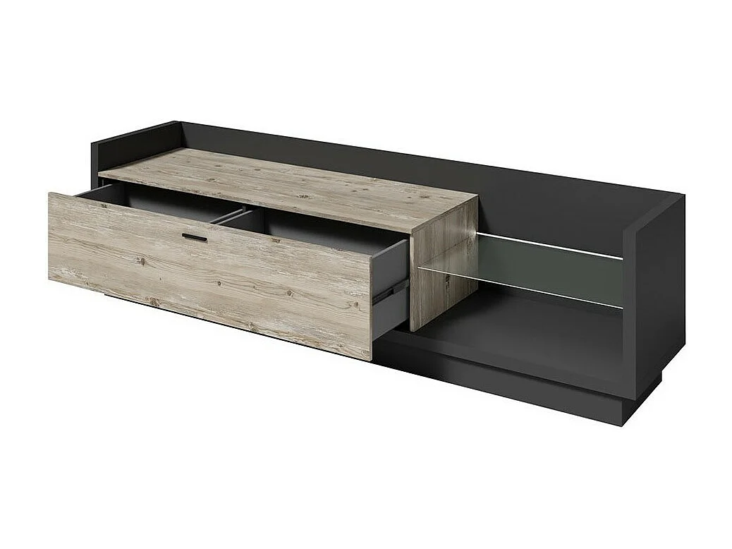 Mueble para TV XL 220cm. Colección CORK. Color gris antracita y pino.