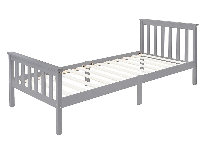 Cama para niños de madera maciza de pino gris claro somier protector 200x90 cm