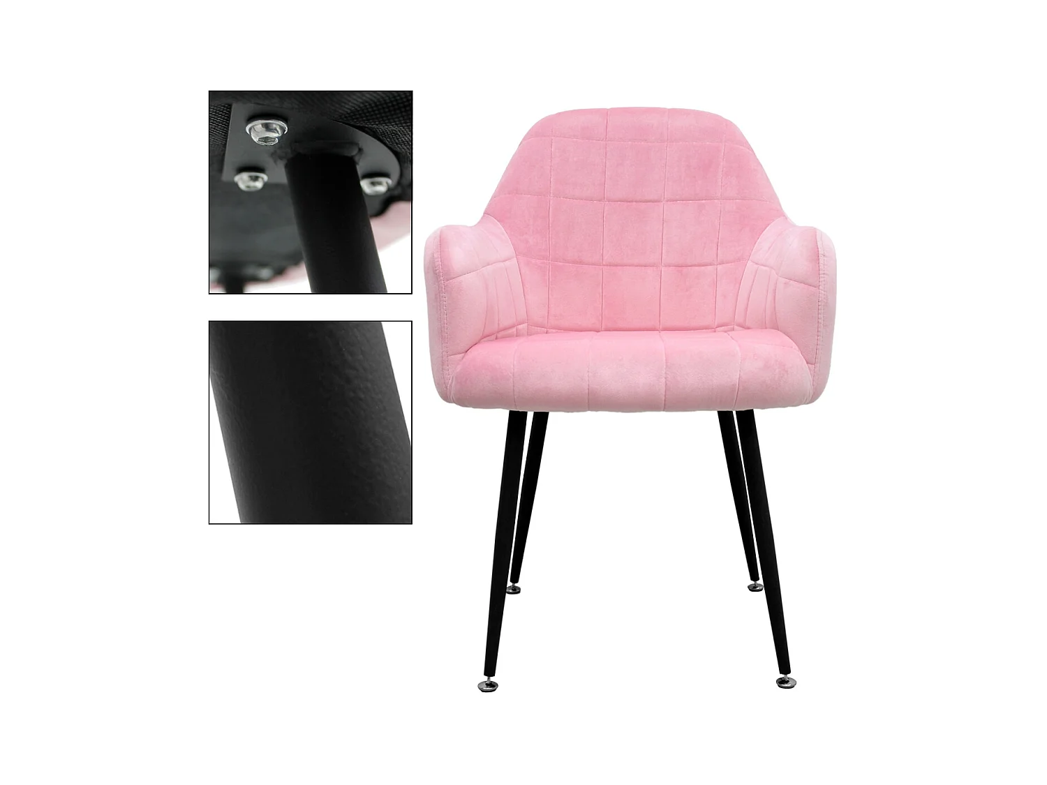 6x Sillón mueble de comedor oficina rosa asientos sofá retro tapizado acolchado
