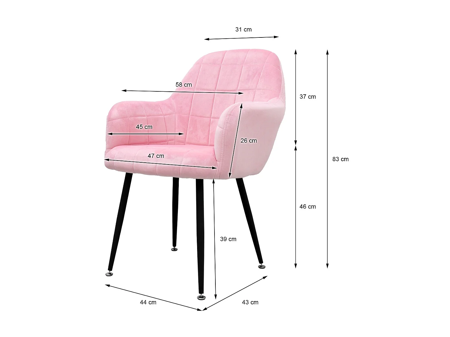 6x Sillón mueble de comedor oficina rosa asientos sofá retro tapizado acolchado