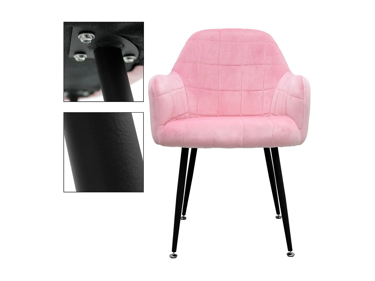 6x Fauteuil de salle à manger mobilier de bureau rose canapé sièges rétro canapé capitonné