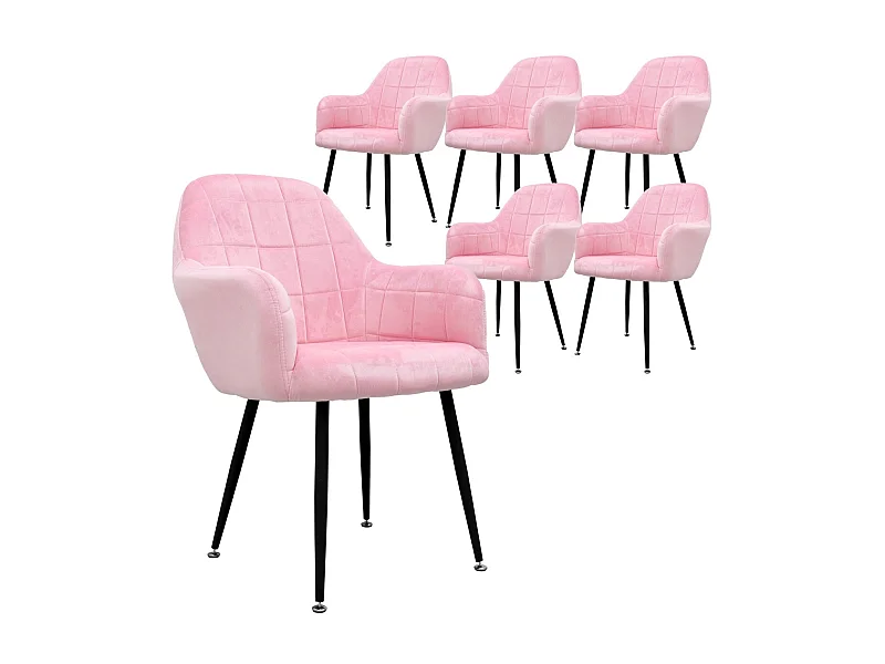 6x Fauteuil de salle à manger mobilier de bureau rose canapé sièges rétro canapé capitonné