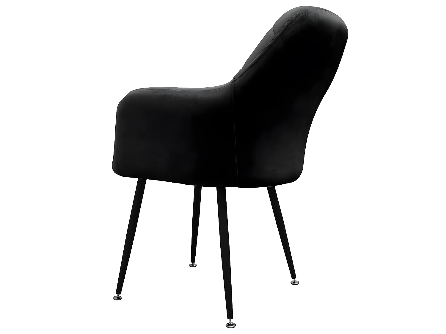 4x Chaises salle à manger tendance rétro fauteuil velours pieds métalliques noir