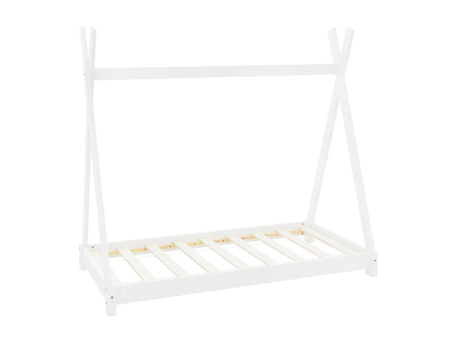 ML-Design Cama infantil tipi 80x160cm color blanco con protección anticaída y somier mobiliario con estructura de listones madera de pino maciza