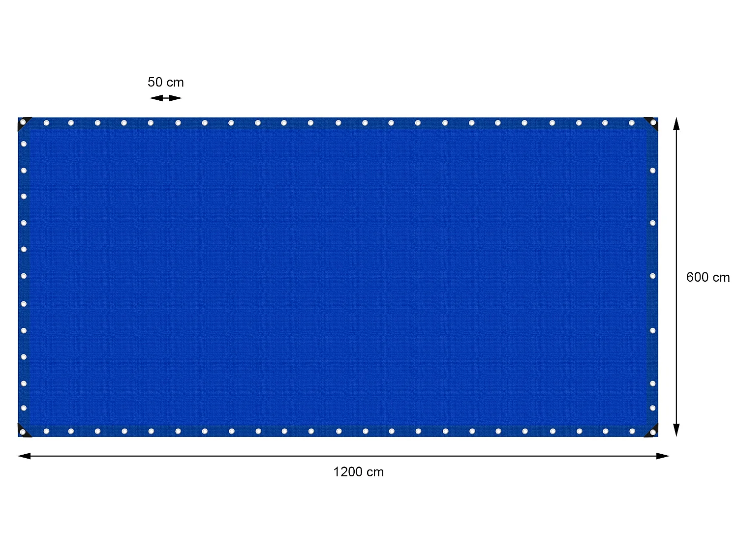 Bâche de couverture étanche protection en PE avec oeillets 6x12 m 180 g/m² bleu