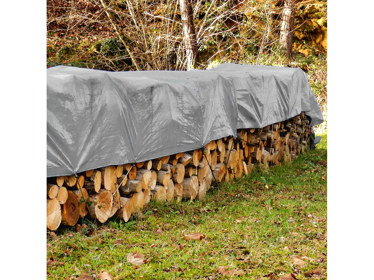 Telone occhiellato impermeabile giardino polietilene telo 1,5x12m 260g/m² grigio